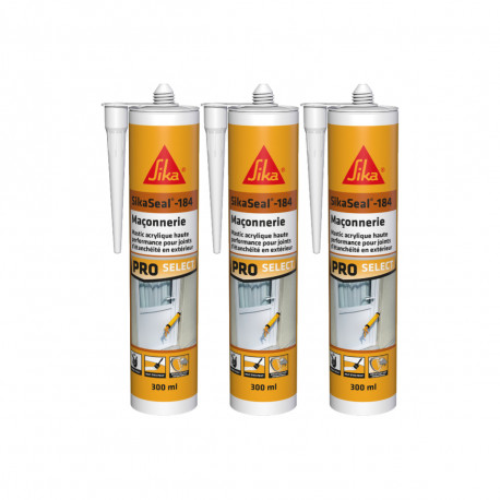 Lot de 3 mastics acrylique SIKA SikaSeal-184 Maçonnerie - Beige - 300ml