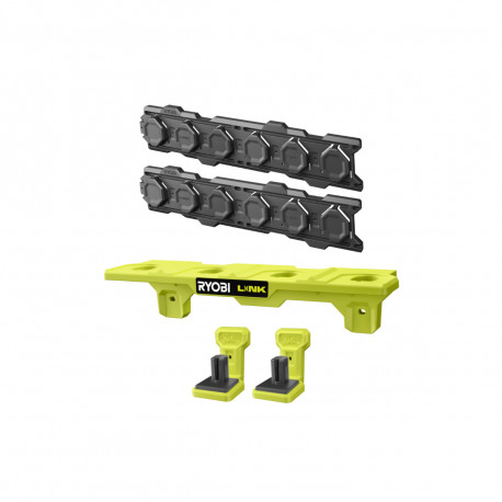 Pack RYOBI Système LINK 2 rails muraux - Étagère pour batteries 18V - 2 supports pour outils électroportatifs