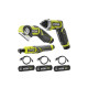 Pack RYOBI 4V Clé à cliquet - Mini-scie - Tournevis - 10 embouts - 3 Batteries 2,0Ah - 3 Câbles USB