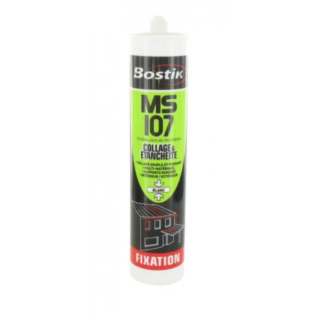 Mastic Bostik MS 107 Polymère blanc collage et d'étanchéité supports humides