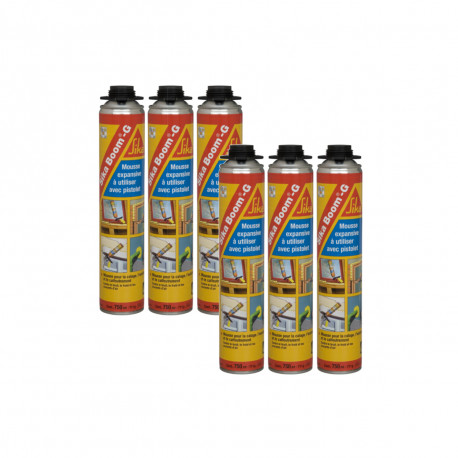 Lot de 6 mousses expansive extrudable au pistolet - SIKA Boom G - Beige - 750ml